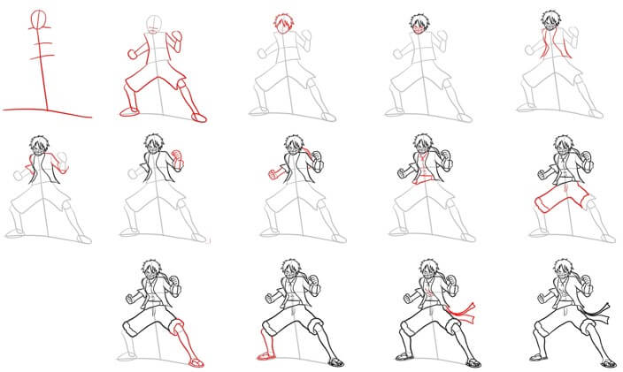 Desenhos de Luffy fighting stance