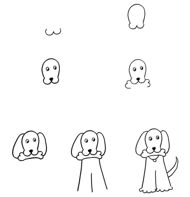 Desenhos de Cachorro de estimação e ossos