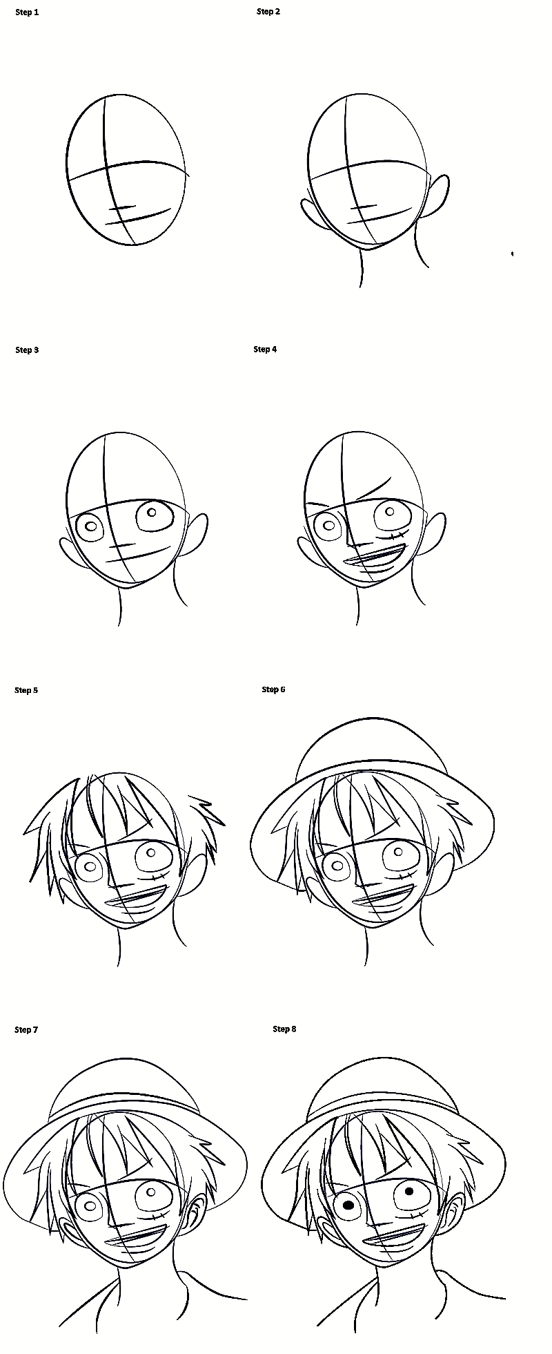 Desenhos de Luffy em uma peça