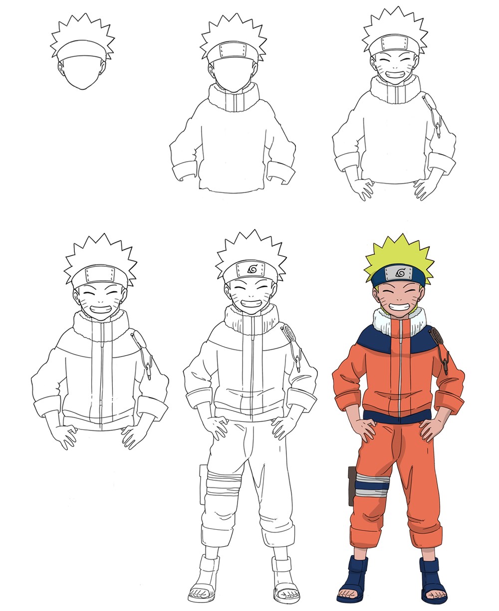 Desenhos de Naruto está feliz