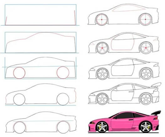 Desenhos de Supercarro rosa