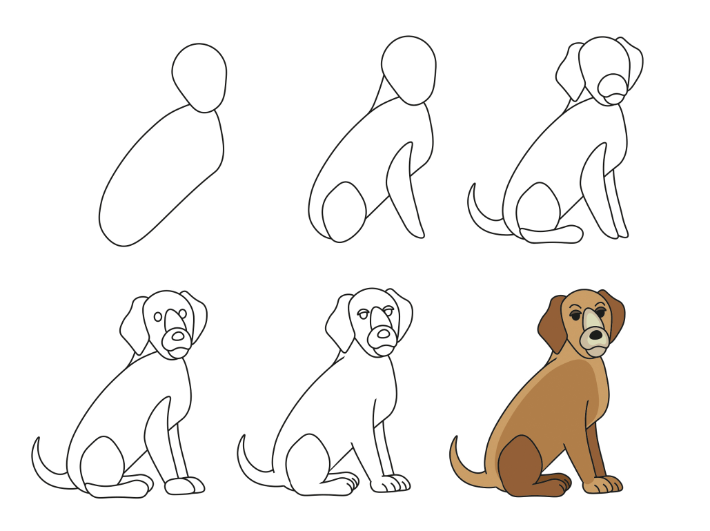Desenhos de Um cachorro com orelhas grandes