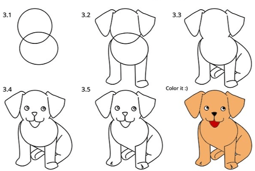 Desenhos de Um cachorro sentado