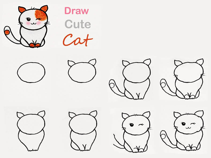 Desenhos de Um gato fofo