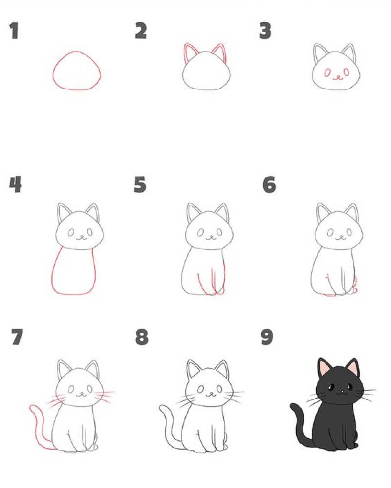 Desenhos de Um gato preto