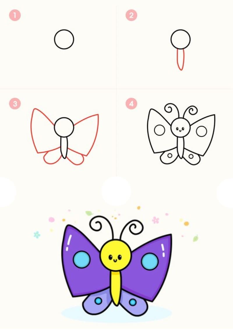 Desenhos de Uma borboleta simples e fofa