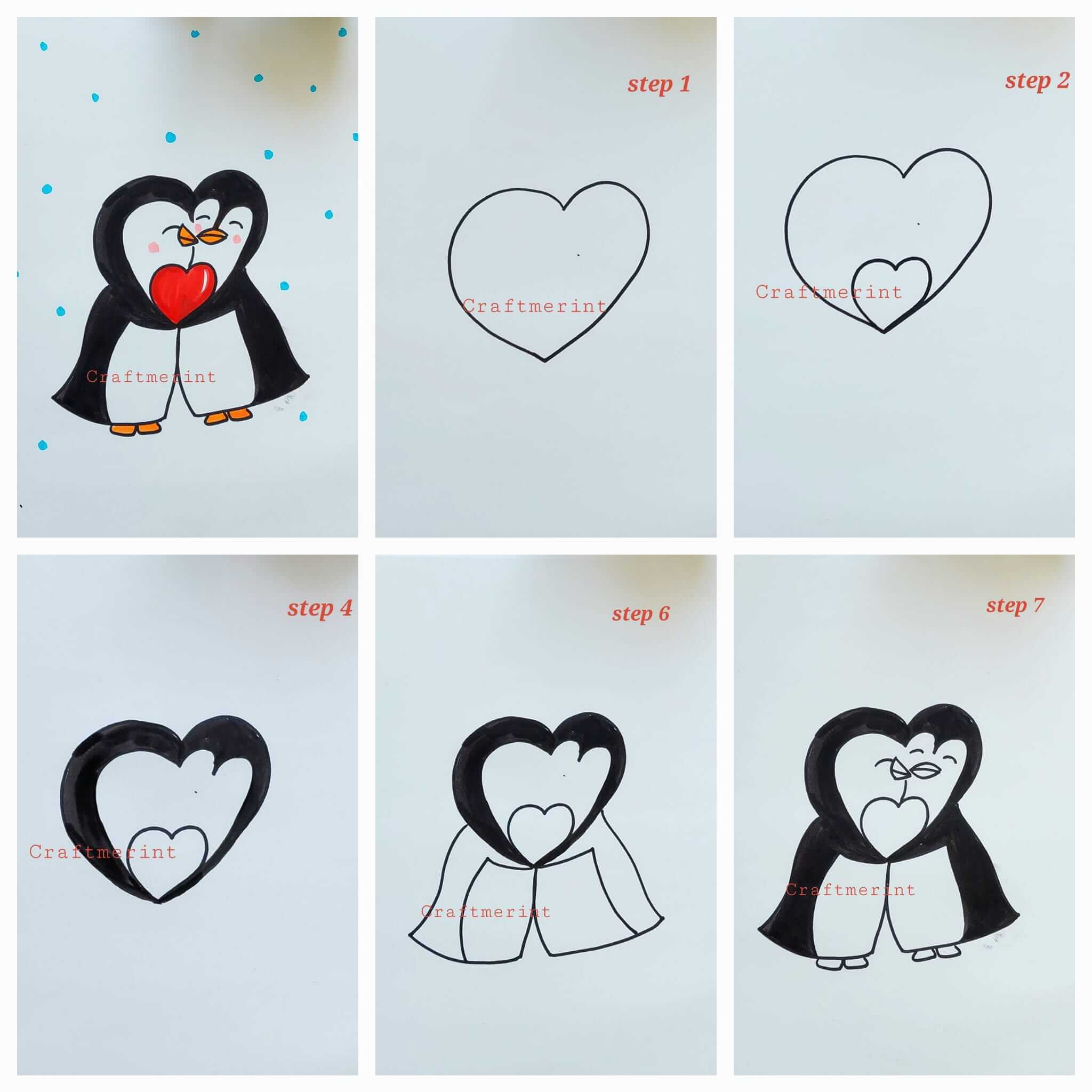 Desenhos de Amor de pinguim