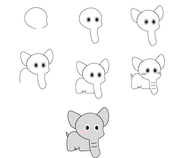 Desenhos de Desenhe um elefante simples (2)