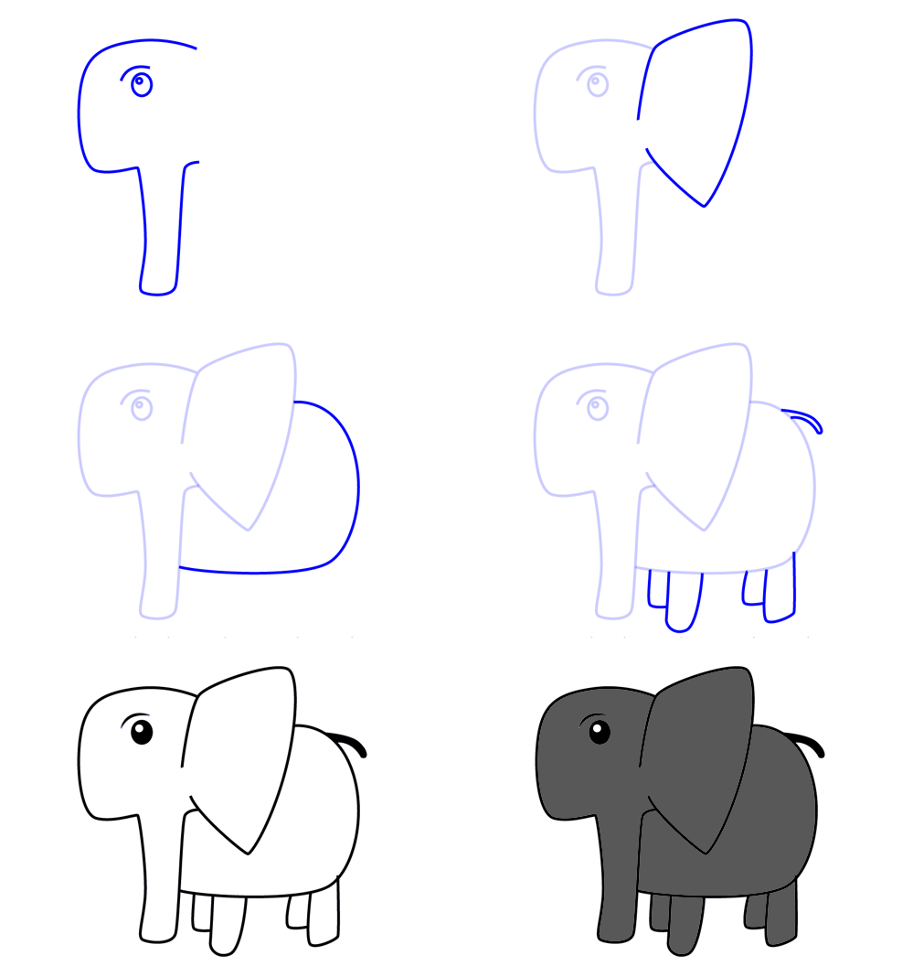 Desenhos de Desenhe um elefante simples (3)