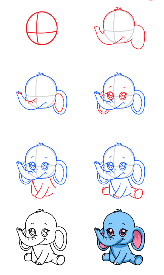 Desenhos de Desenhe um elefante simples