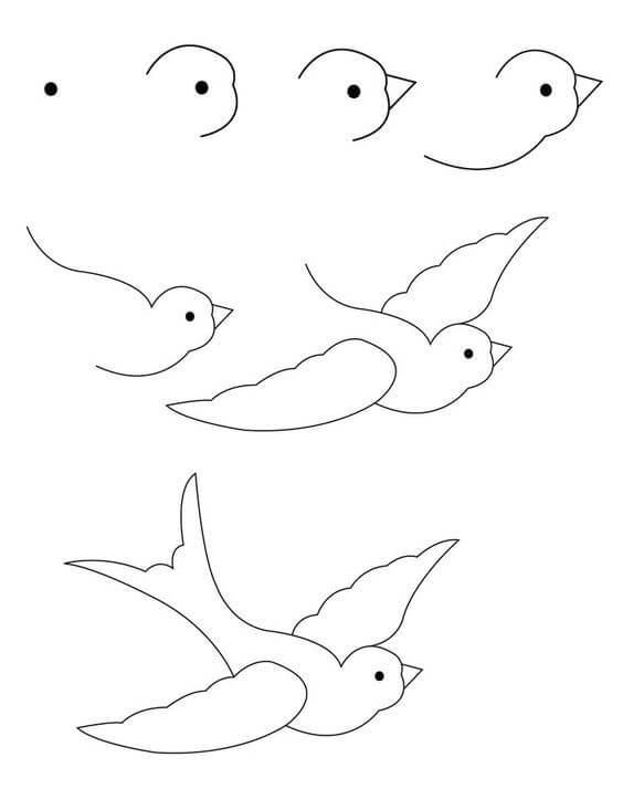 Desenhos de Desenhe um pássaro simples