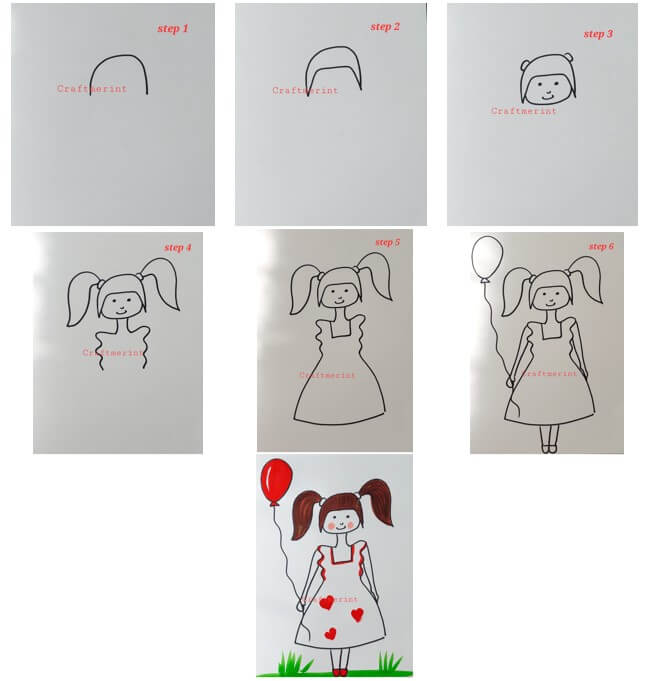 Desenhos de Garota e balão