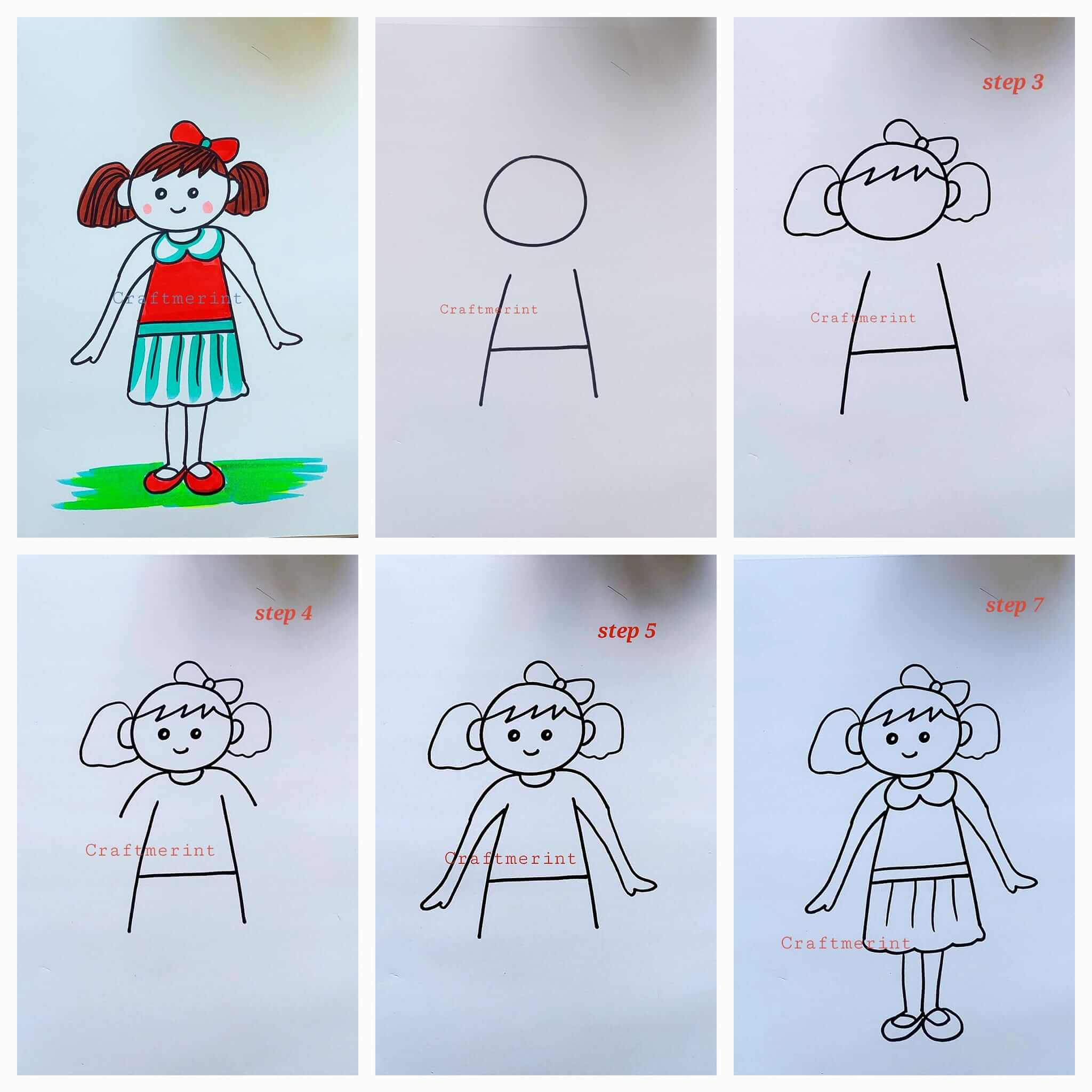 Desenhos de Garota feliz