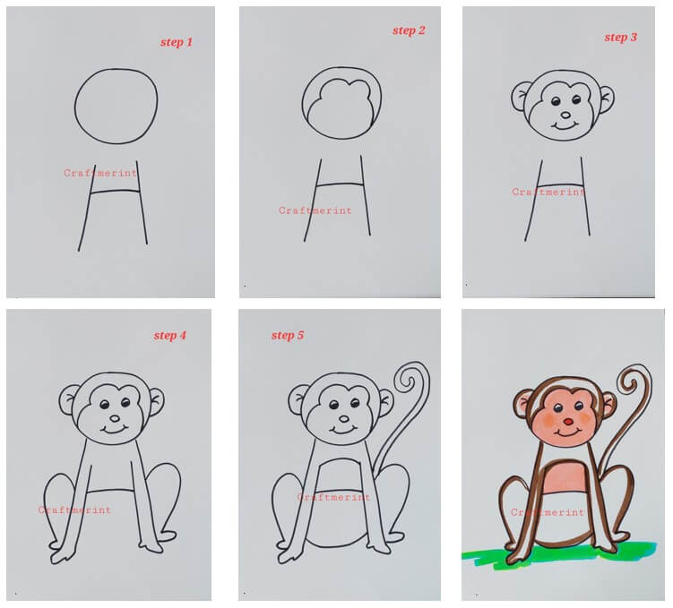 Desenhos de Macaco sentado tranquilamente