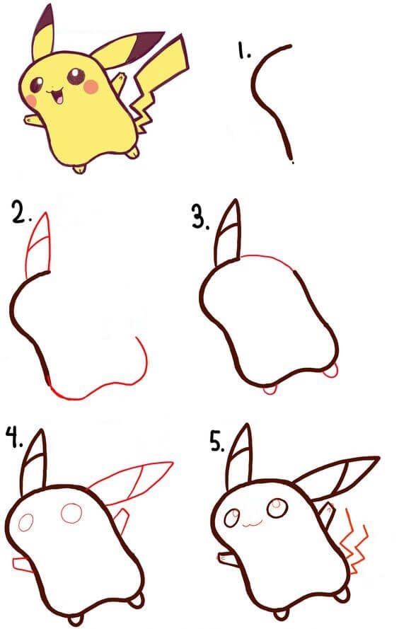 Desenhos de Pikachu atrás