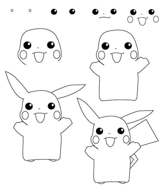 Desenhos de Pikachu de braços abertos