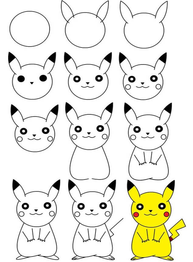 Desenhos de Pikachu fácil