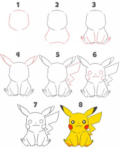 Desenhos de Pikachu sorri