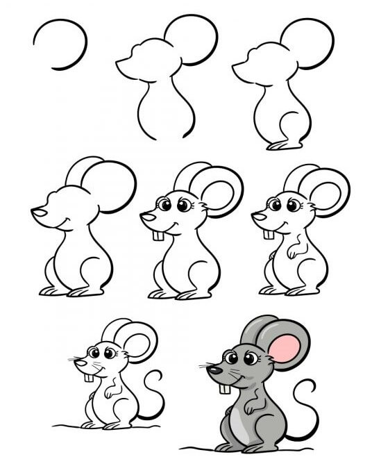 Desenhos de Rato sentado