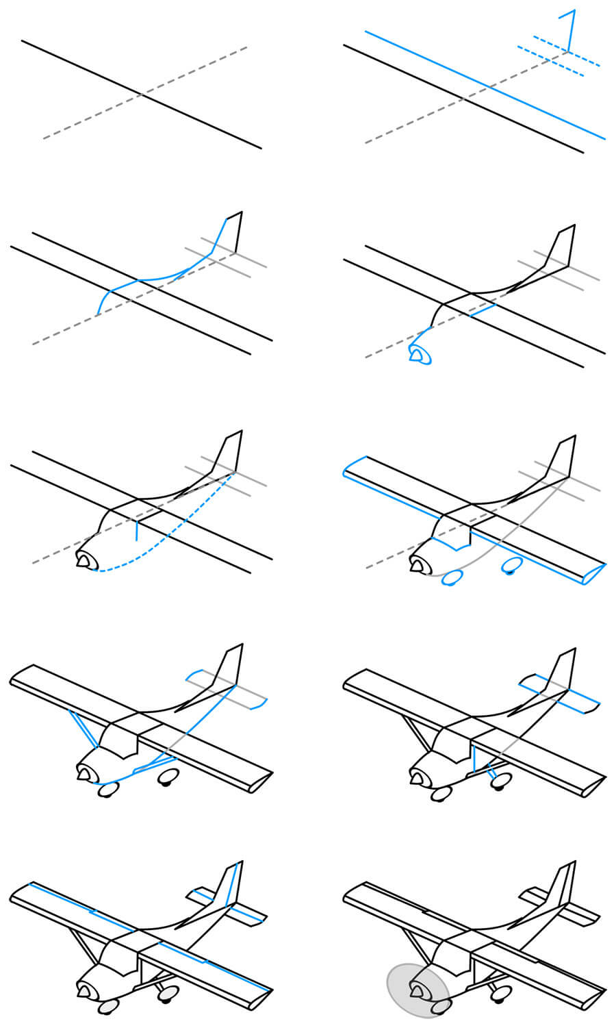 Desenhos de Um avião monomotor