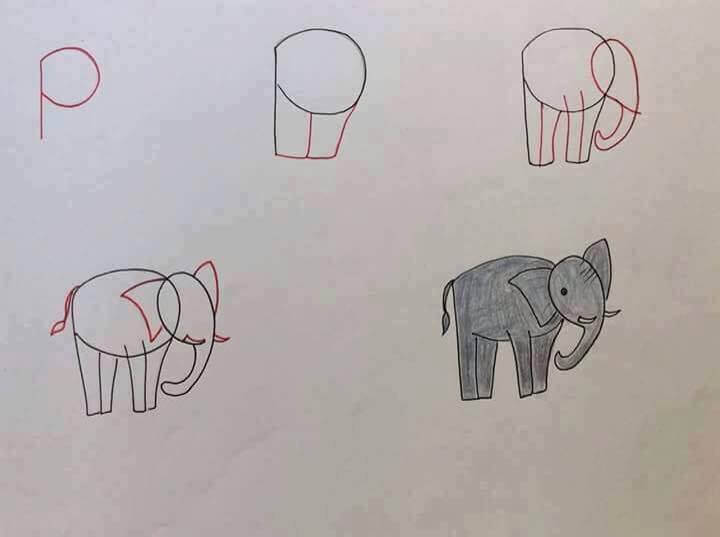 Desenhos de Um elefante fácil