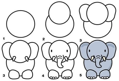 Desenhos de Um elefante fofo