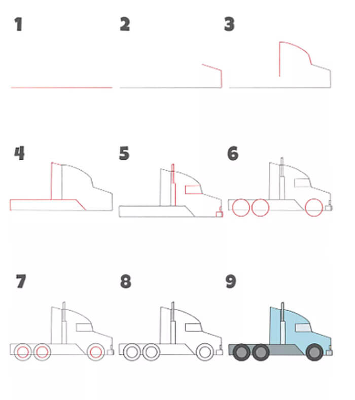 Desenhos de Um Semi-Caminhão