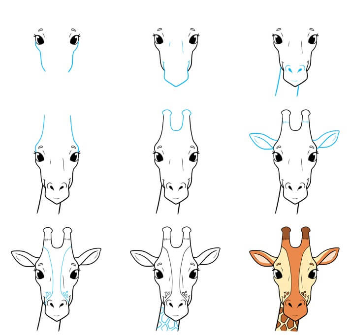 Desenhos de Cara de girafa