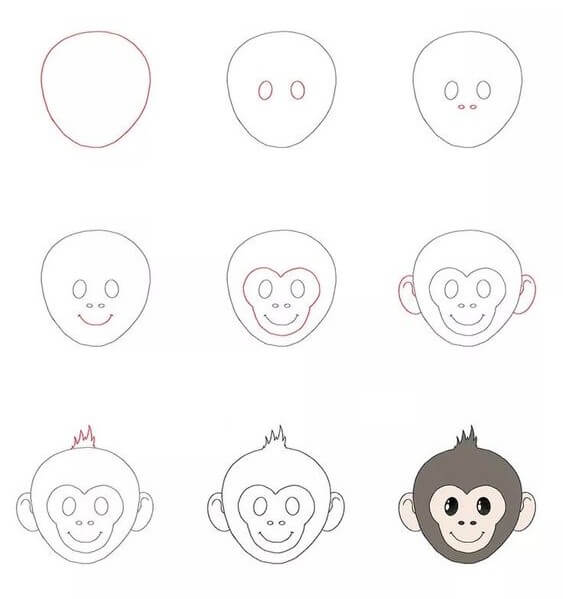 Desenhos de Cara fácil de macaco