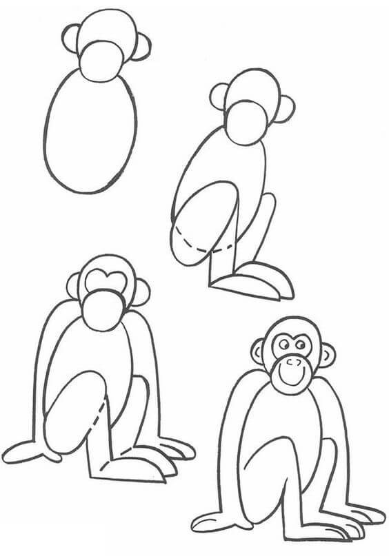 Desenhos de Contorno de macaco