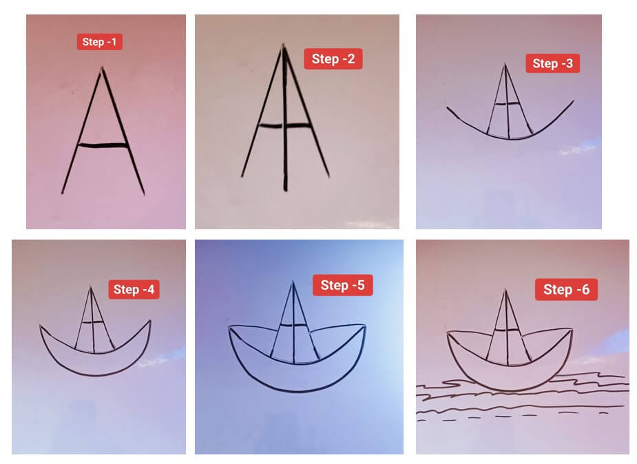 Desenhos de Desenhe um barco a partir da letra A