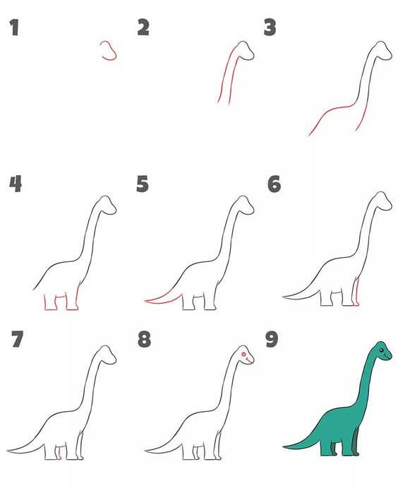 Desenhos de Dinossauro de pescoço comprido