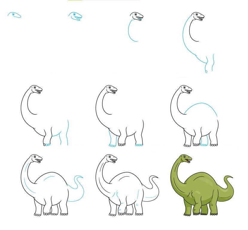 Desenhos de Dinossauro de pescoço comprido grande