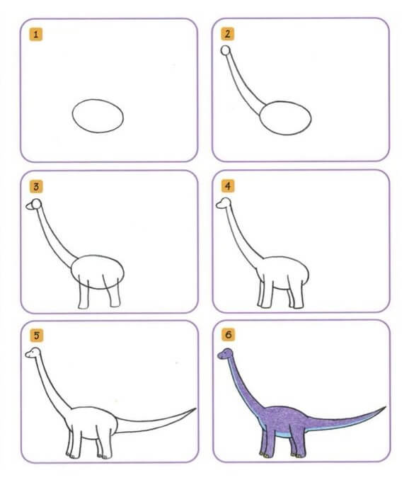 Desenhos de Dinossauro de pescoço comprido pequeno