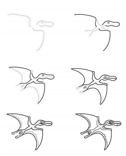 Desenhos de Dinossauro voador no céu