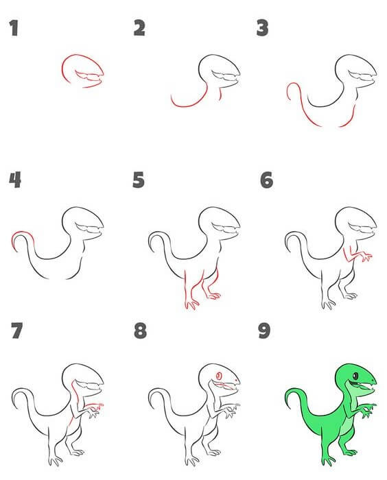 Desenhos de Dinossauros carnívoros fáceis