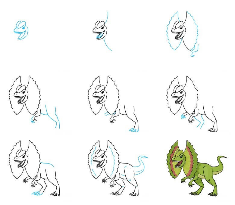 Desenhos de Dinossauros carnívoros gritam