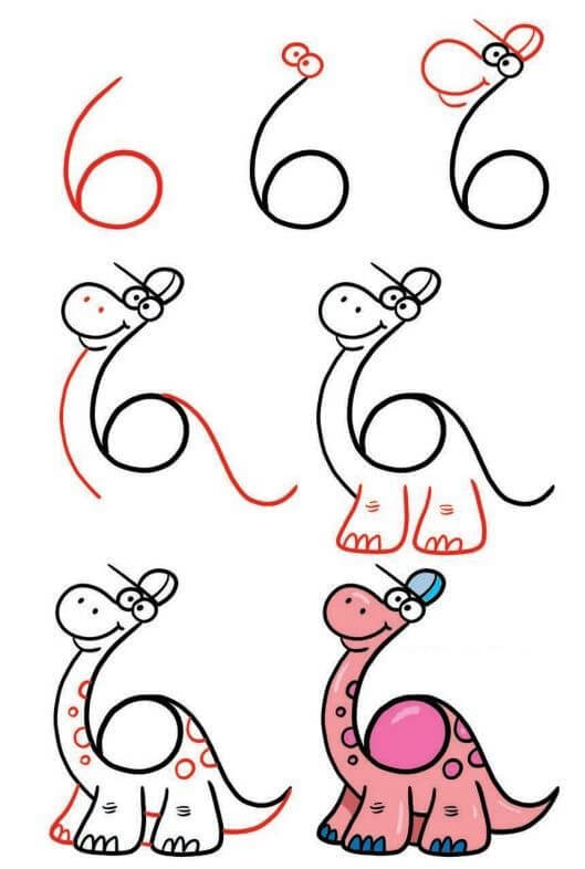 Desenhos de Dinossauros do número 6