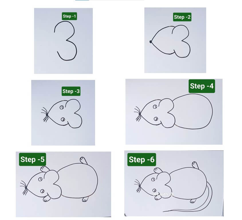 Desenhos de Draw the mouse from number 3