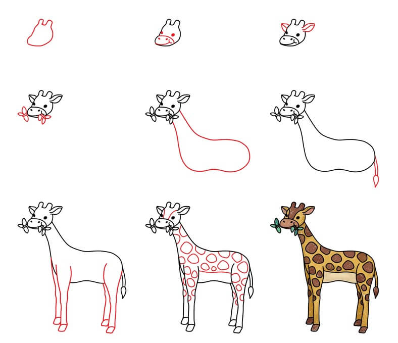 Desenhos de Girafa comendo