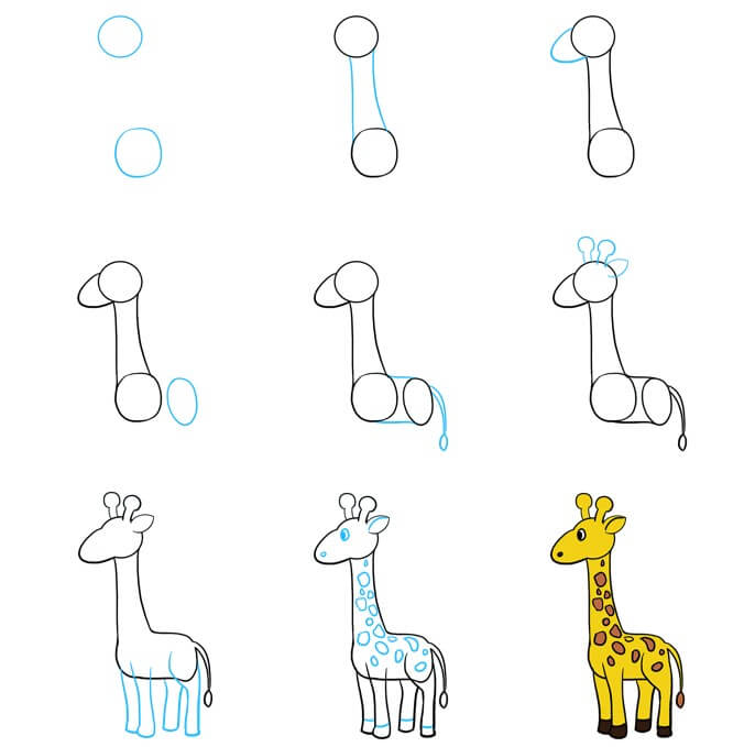 Desenhos de Girafa em pé