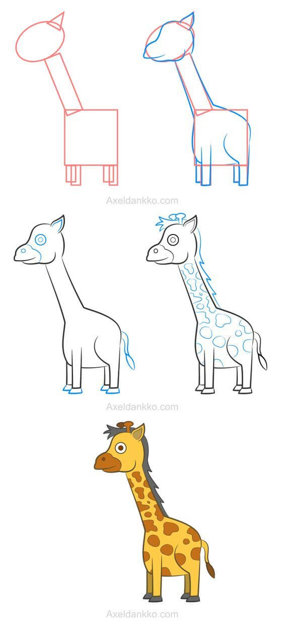Desenhos de Girafa Feliz