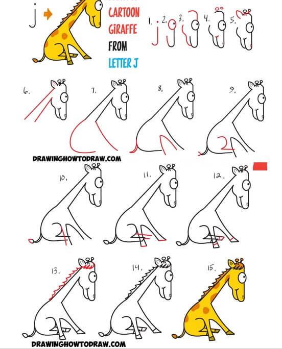 Desenhos de Girafa sentada