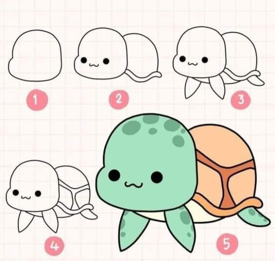 Desenhos de Imagem adorável de tartaruga