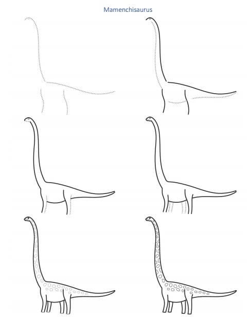 Desenhos de Imagem de dinossauro de pescoço comprido