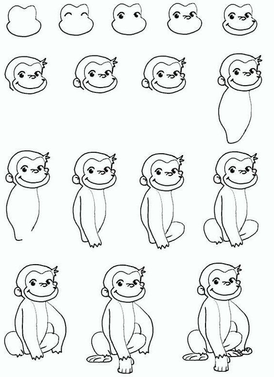 Desenhos de Imagem de macaco curioso