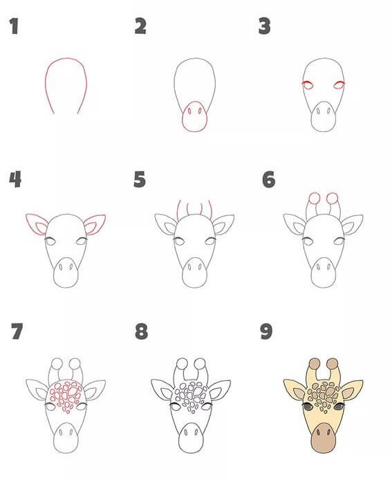 Desenhos de Imagem do rosto de uma girafa