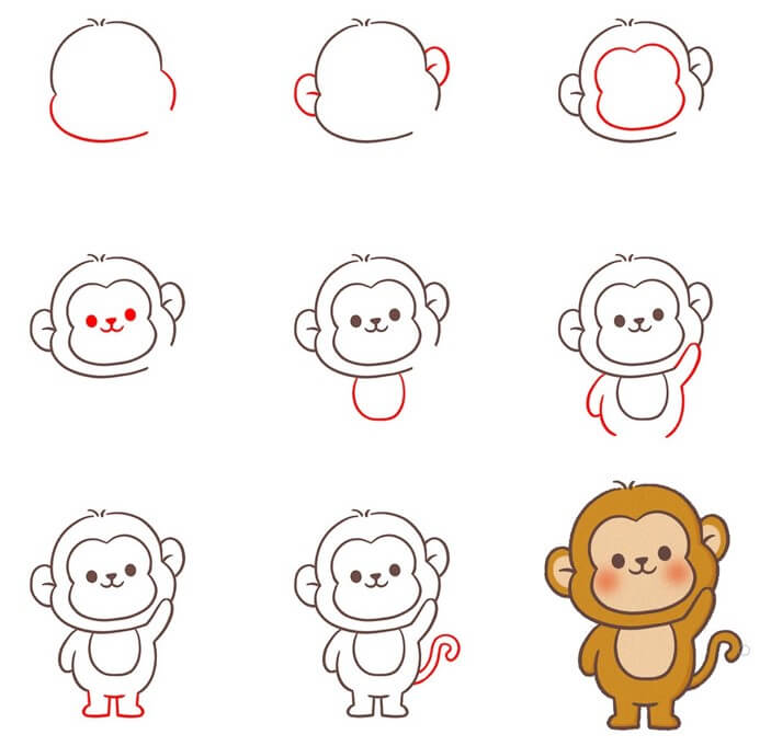 Desenhos de Macaco acenando