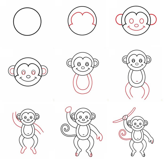 Desenhos de Macaco balançando