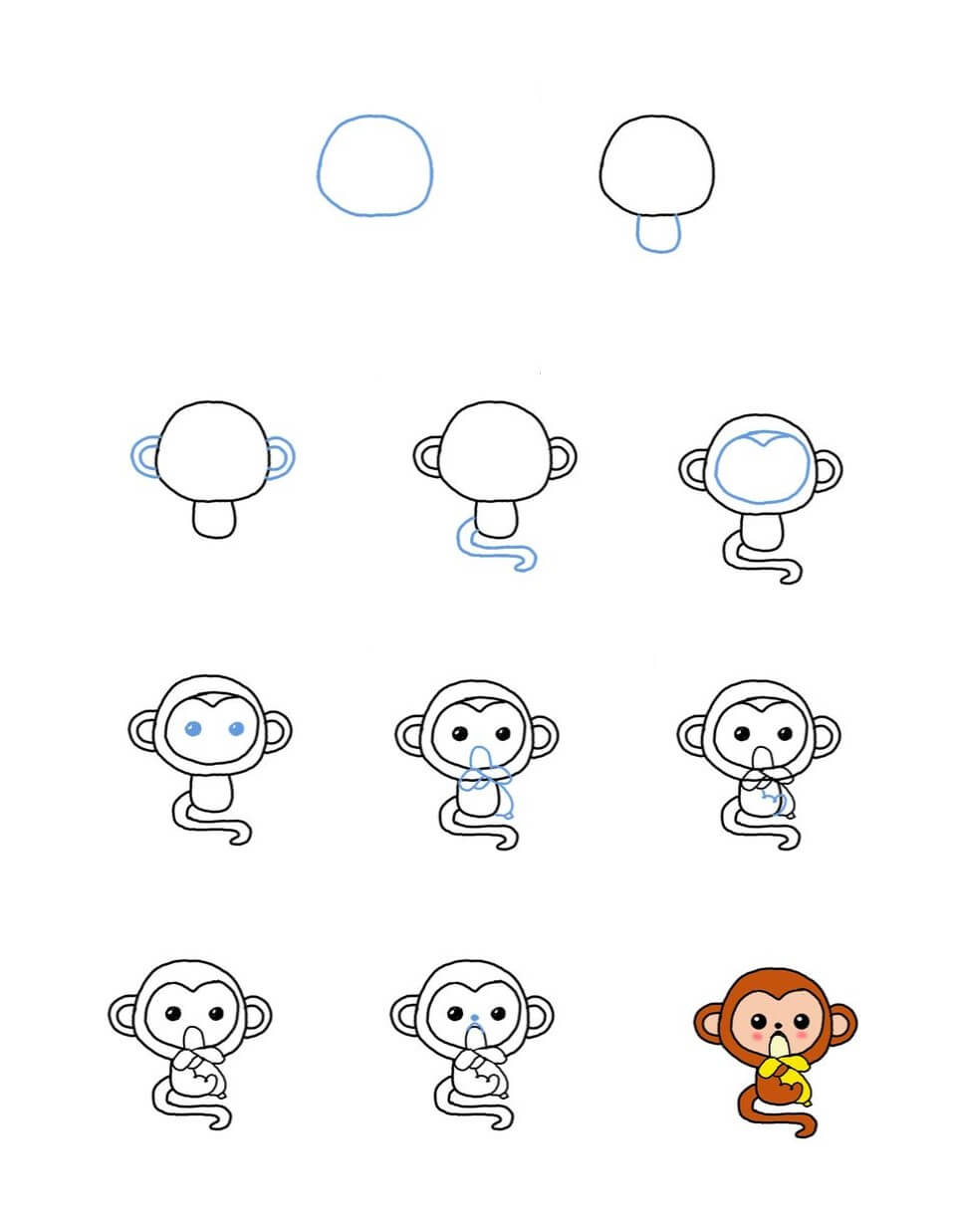 Desenhos de Macaco comendo